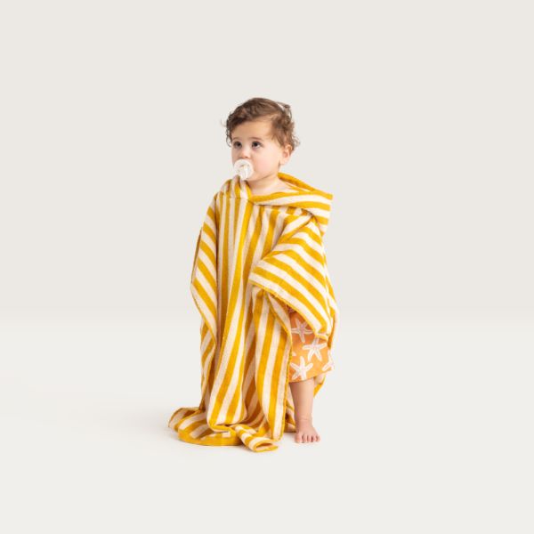 Poncho de plage rayures jaunes 65x65 cm