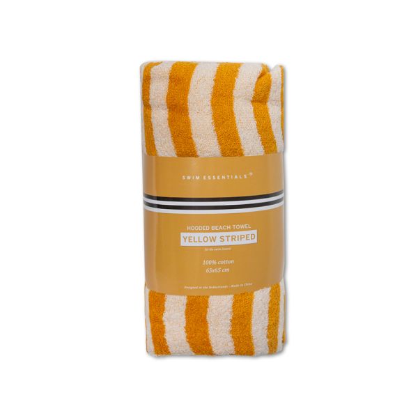 Poncho de plage rayures jaunes 65x65 cm