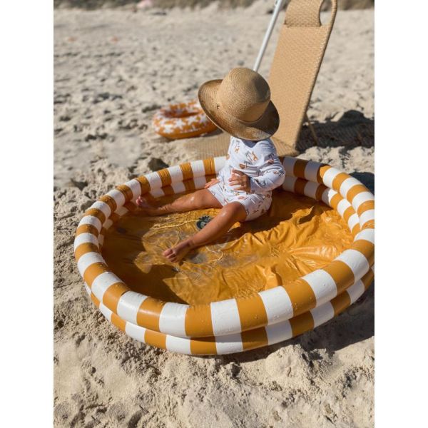 Piscine bébé Ø 100 cm rayures jaunes 2 anneaux