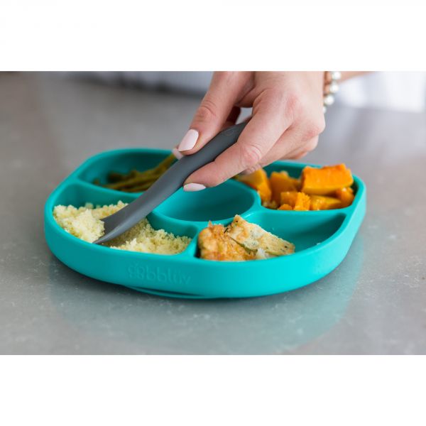 Coffret assiette et cuillère en silicone Yümi Aqua