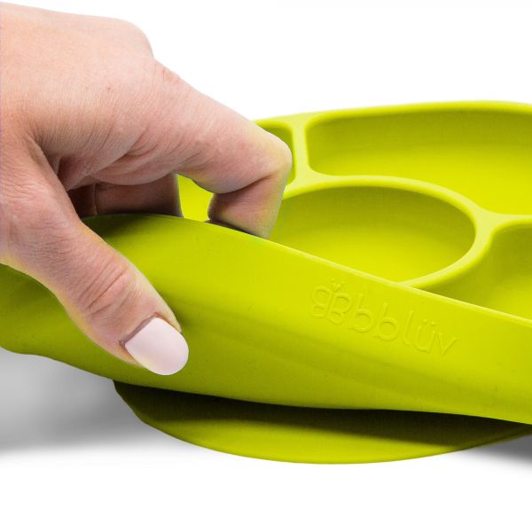 Coffret assiette et cuillère en silicone Yümi Lime